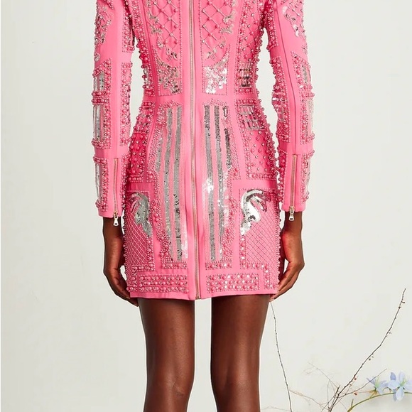 Pink and Silver Embellished Dress